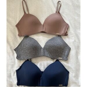 Lot of 3 Nautica Intimates Womens 34B Wireless Contour Bra Navy Grey Mauve